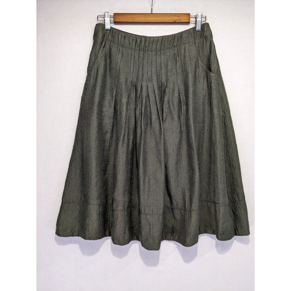 J. Jill Flowy Midi Skirt Women's Size 4 Green Pockets Cottagecore Prairie